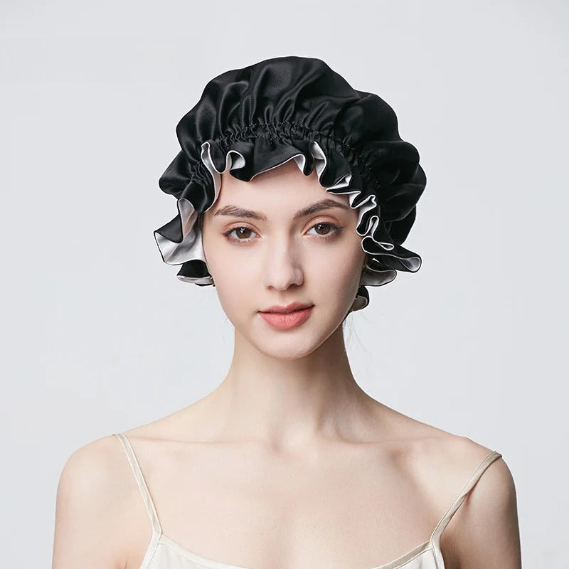 19 Momme 100% Mulberry Silk Sleep Cap – Double-Layer Hair Bonnet for Frizz-Free Hair