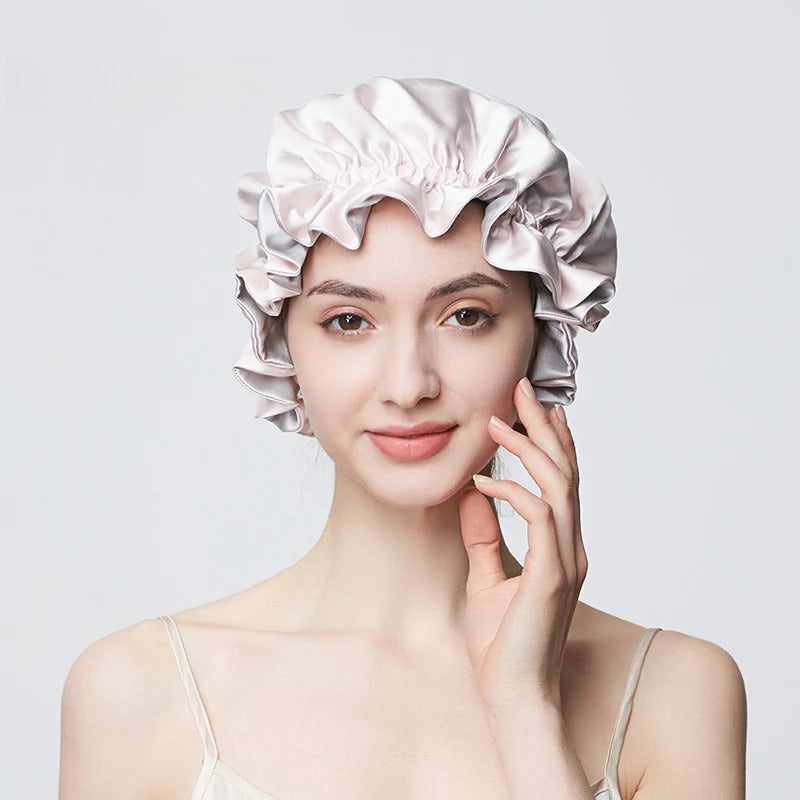 19 Momme 100% Mulberry Silk Sleep Cap – Double-Layer Hair Bonnet for Frizz-Free Hair