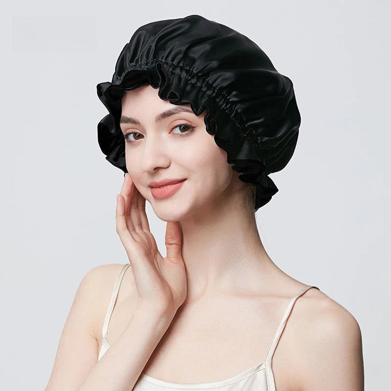 19 Momme 100% Mulberry Silk Sleep Cap – Double-Layer Hair Bonnet for Frizz-Free Hair