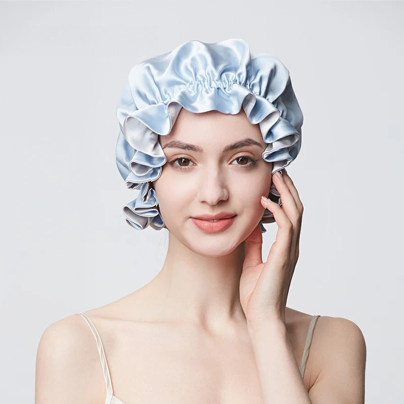 19 Momme 100% Mulberry Silk Sleep Cap – Double-Layer Hair Bonnet for Frizz-Free Hair